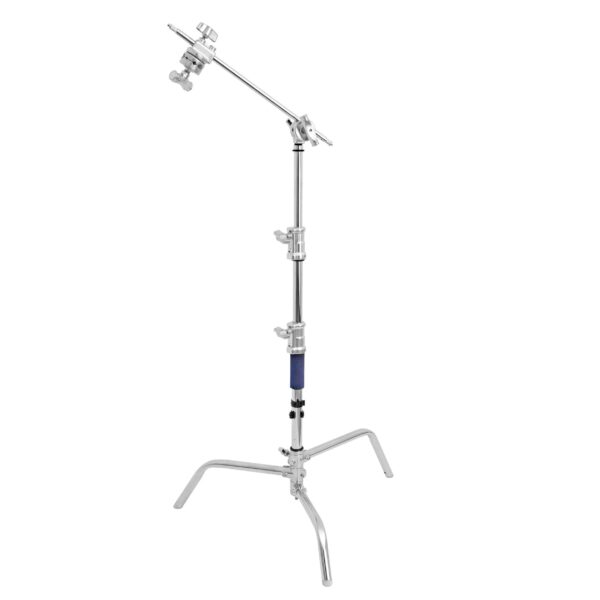 PiXAPRO 161cm Robust Stainless-Steel Master Turtle-Based Studio C-Stand with 20" Grip Arm (Silver)